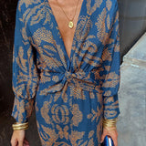 Forel – Robe Midi avec Imprimé Baroque et Décolleté avec Nœud