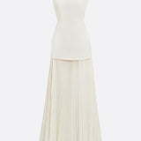 Oron – Robe Longue Plissée avec Décolleté Bateau