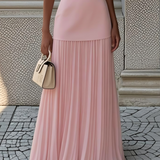 Oron – Robe Longue Plissée avec Décolleté Bateau