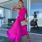 Bex – Robe Maxi Plissée à Une Épaule