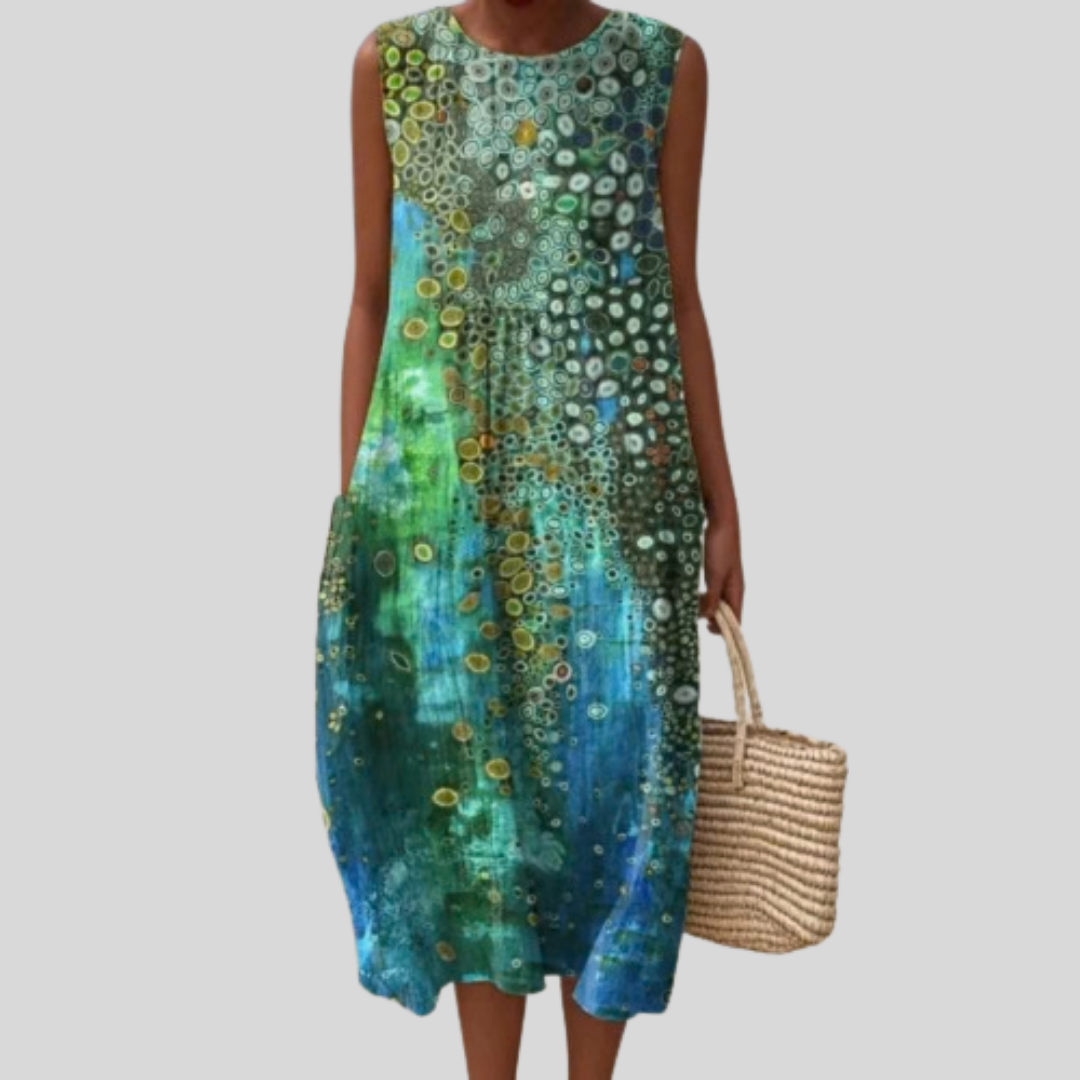 Robe verte avec motif mosaïque