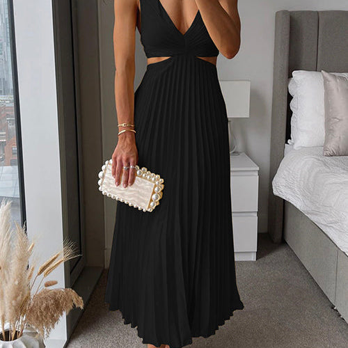 Vuadens – Robe Midi Plissée avec Ligne Classique