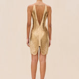 Marsens – Robe Mini Métallique avec Coupe Sculpturale