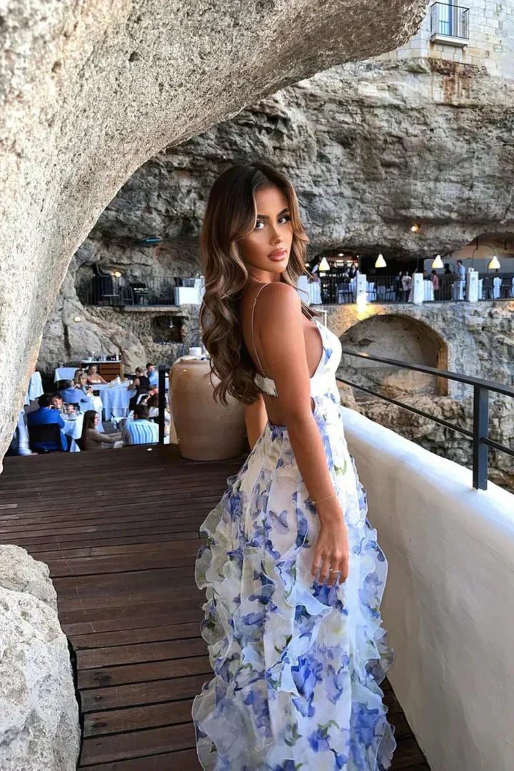 Uri | Robe Midi Fleurie avec Volants