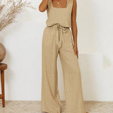 Megan - Ensemble Minimaliste Top et Pantalon Évasé