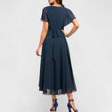 Blonay – Robe Élégante en Teinte de Bleu Profond