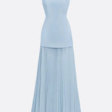 Oron – Robe Longue Plissée avec Décolleté Bateau