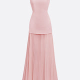 Oron – Robe Longue Plissée avec Décolleté Bateau