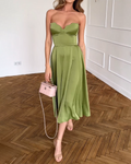 Liora | Robe Midi Élégante Sans Bretelles