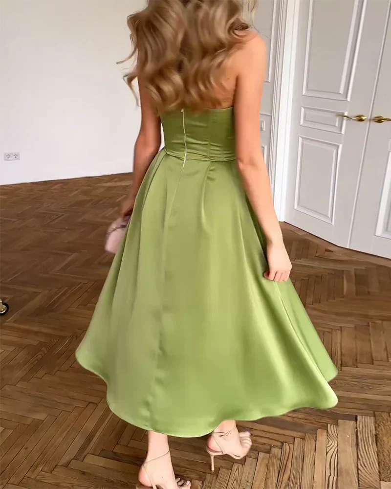 Liora | Robe Midi Élégante Sans Bretelles