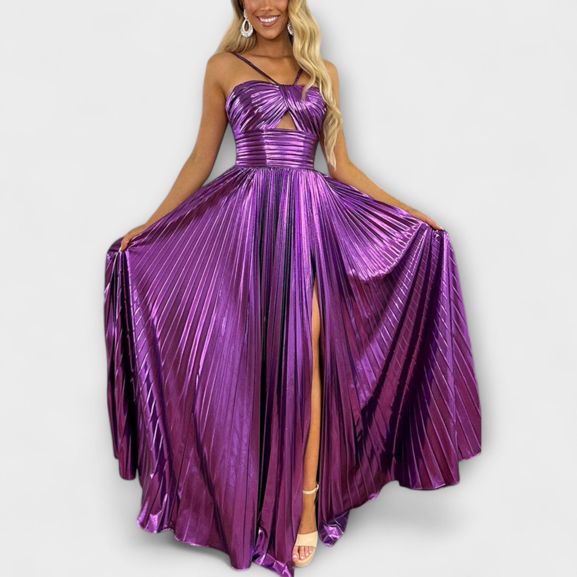 Robe maxi en tissu métallisé
