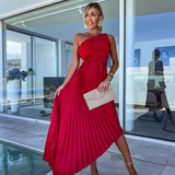 Bex – Robe Maxi Plissée à Une Épaule