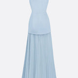 Oron – Robe Longue Plissée avec Décolleté Bateau