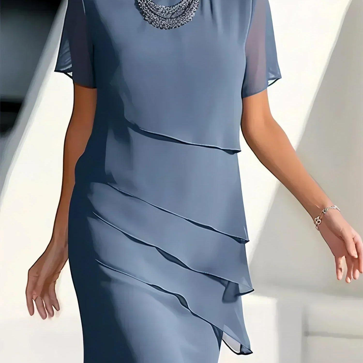 Aigle – Robe Midi en Chiffon avec Couches Superposées