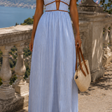 Sabine | Robe Longue Rayée à Décolleté Découpé