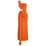 Cortaillod – Robe Maxi à Taille Drapée et Jupe Ample