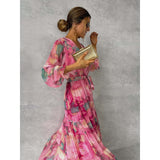 Chexbres – Robe Fluide avec Imprimé Floral et Décolleté en V