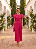 Seraphina | Élégante Robe Maxi Plissée avec Taille Nouée