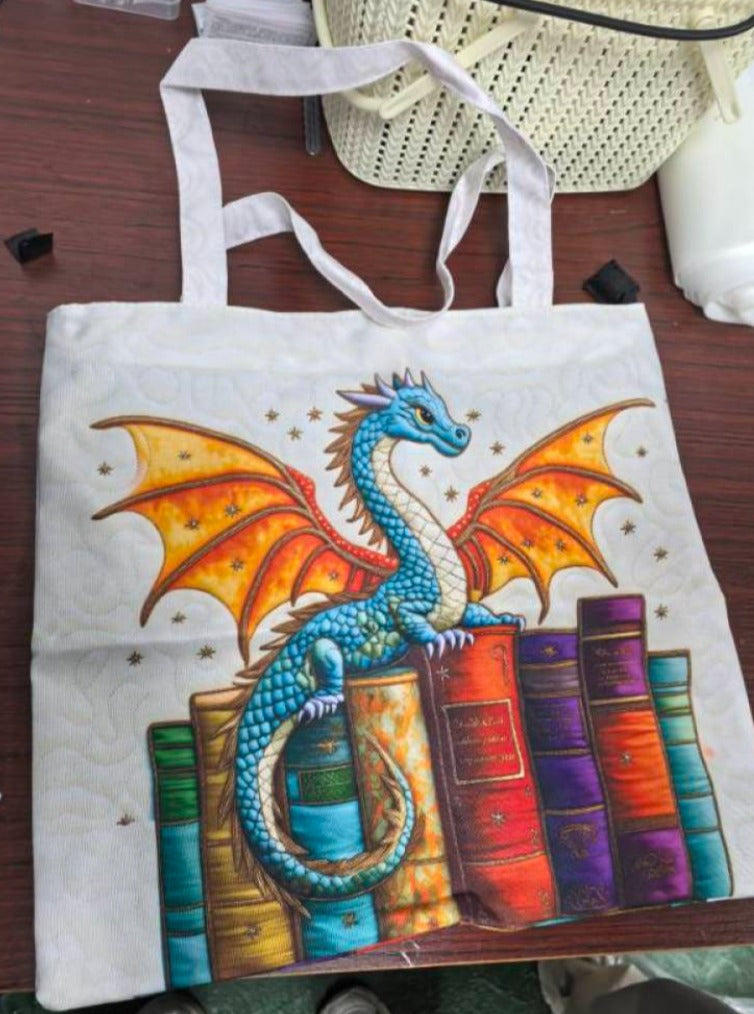 Sac Artisanal | Dragon Émeraude Gardien des Livres