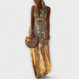 Robe fluide avec décolleté en V et détails en sequins
