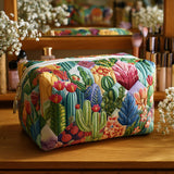 Amélie - Trousse de toilette matelassée Plantes Succulentes