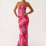 Echallens – Robe Maxi Brodée en Teinte de Rose