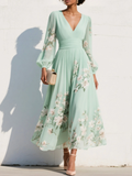 Cisella | Robe midi verte claire à fleurs