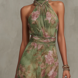 Margaux | Robe Maxi Fleurie à Col Halter