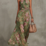 Margaux | Robe Maxi Fleurie à Col Halter