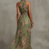 Margaux | Robe Maxi Fleurie à Col Halter