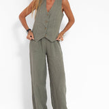 Aira - Ensemble Gilet avec Boutons & Pantalon Large