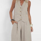 Aira - Ensemble Gilet avec Boutons & Pantalon Large