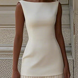 Oron – Robe Longue Plissée avec Décolleté Bateau