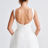 Veytaux – Robe Mini avec Nœud en Satin et Perles