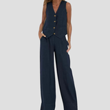 Aira - Ensemble Gilet avec Boutons & Pantalon Large