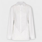 Indie - Robe chemise plissée blanche à manches longues