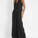 Aira - Ensemble Gilet avec Boutons & Pantalon Large