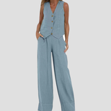 Aira - Ensemble Gilet avec Boutons & Pantalon Large