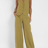 Aira - Ensemble Gilet avec Boutons & Pantalon Large