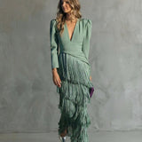 Valérie | Robe Élégante à Manches Franges