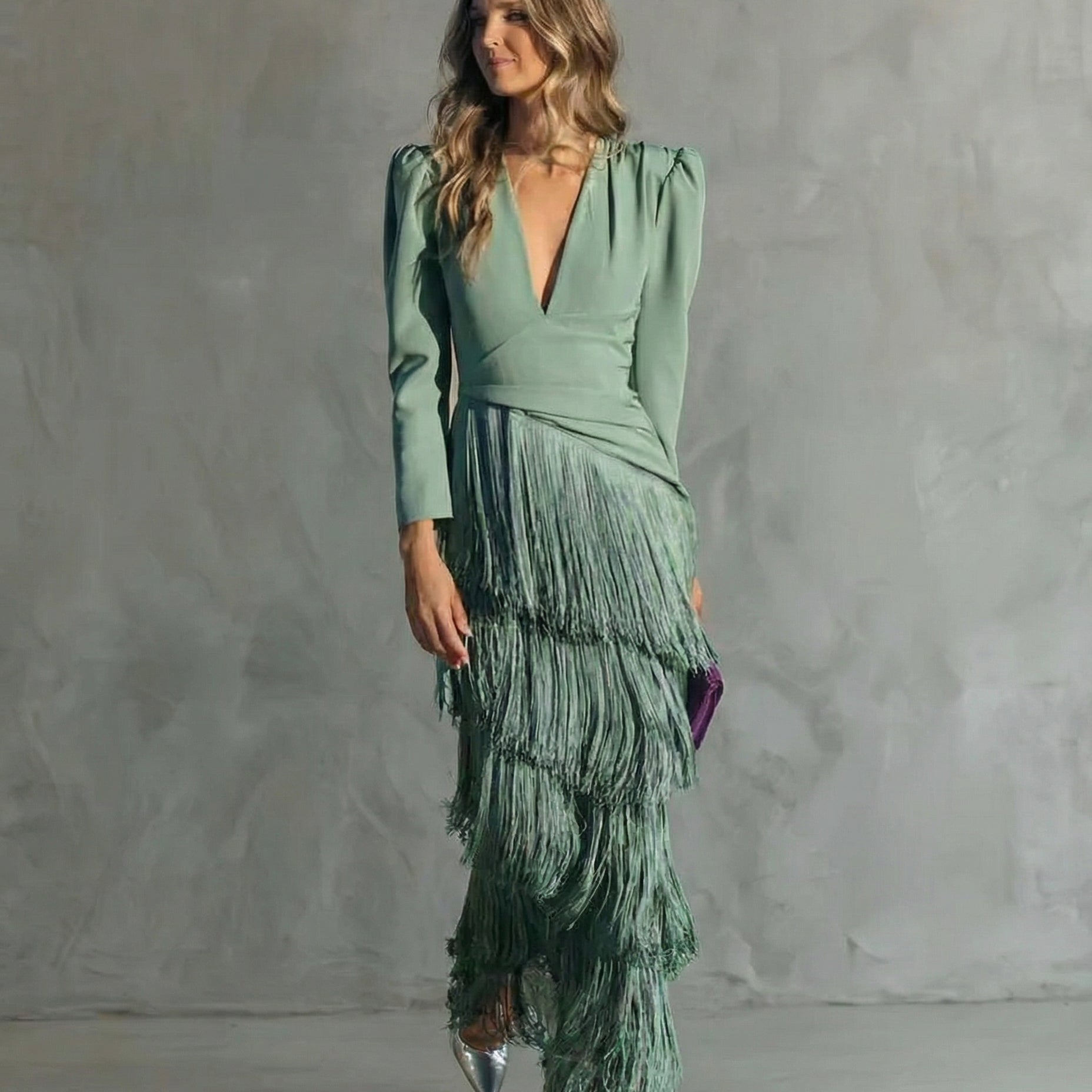 Valérie | Robe Élégante à Manches Franges