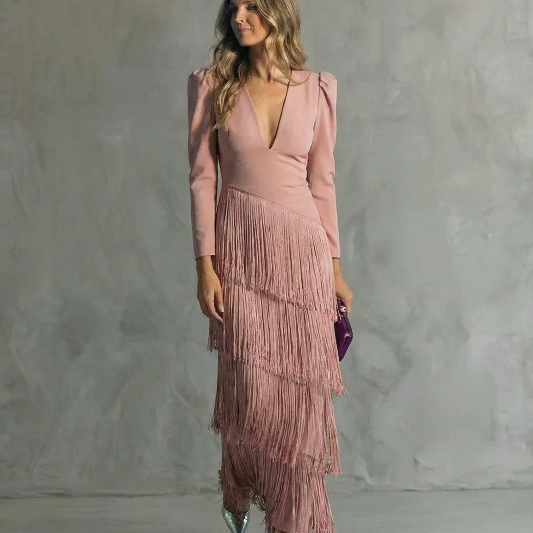 Valérie | Robe Élégante à Manches Franges