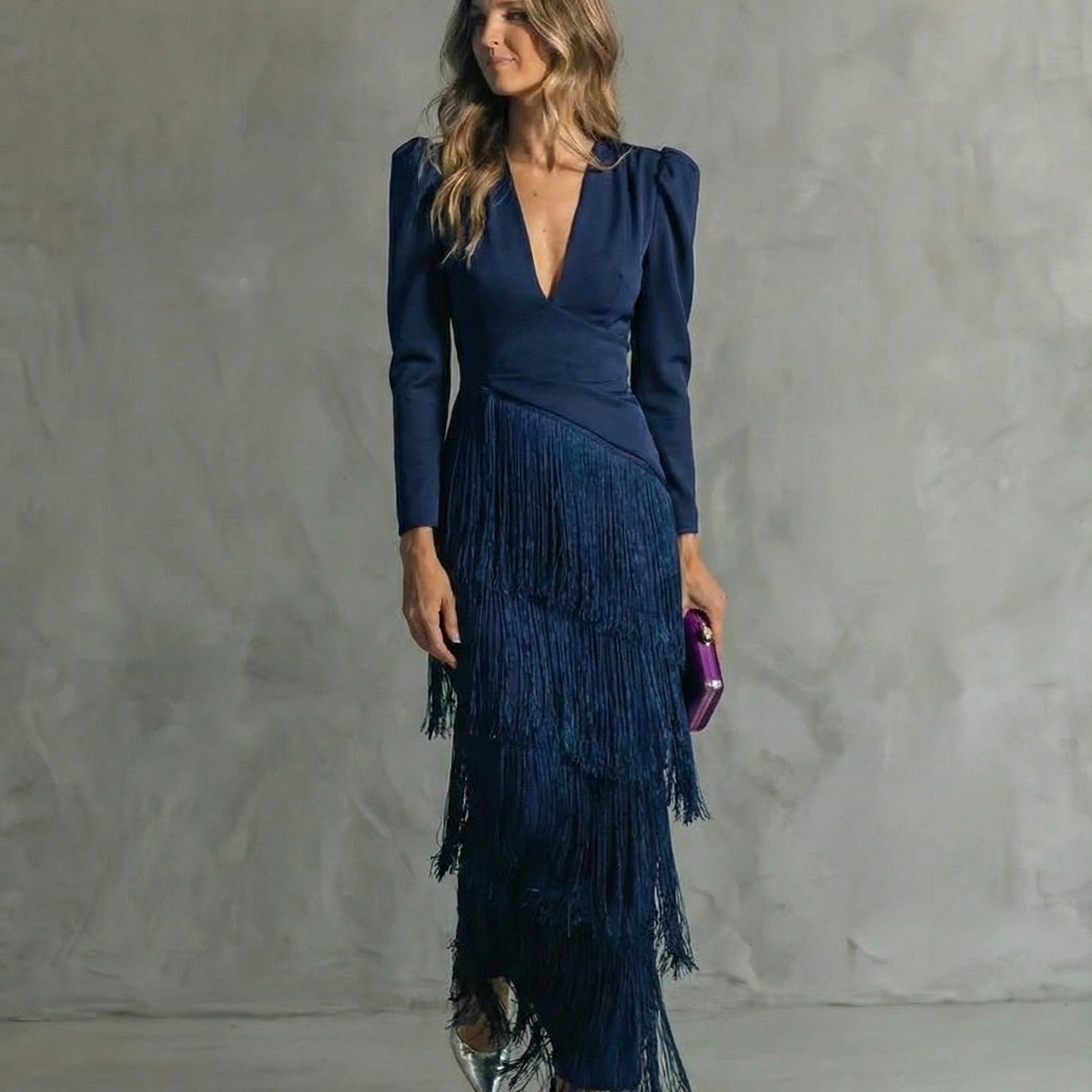 Valérie | Robe Élégante à Manches Franges