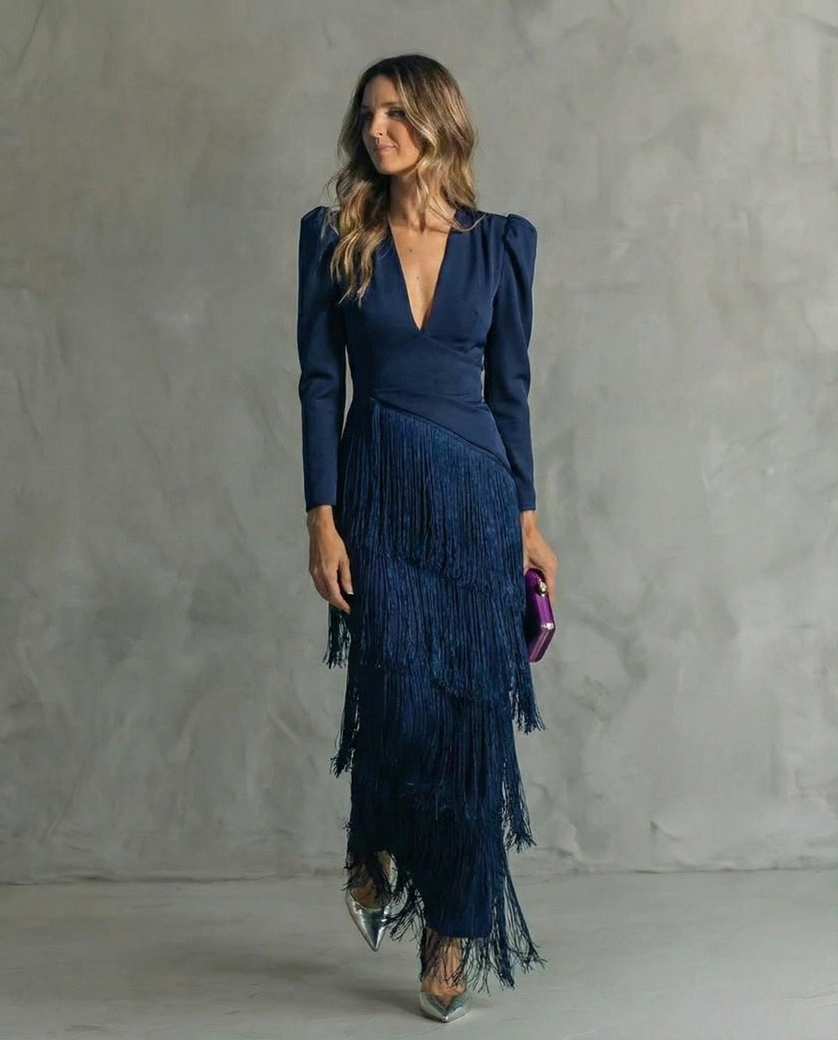 Chiara | Robe Élégante avec Manches à Franges