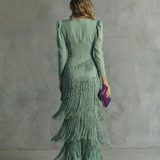 Valérie | Robe Élégante à Manches Franges
