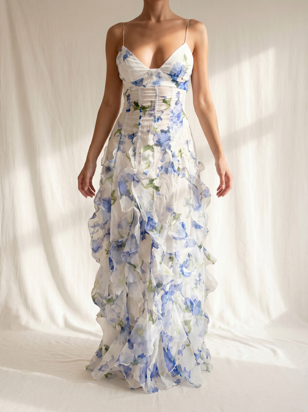 Uri | Robe Midi Fleurie avec Volants