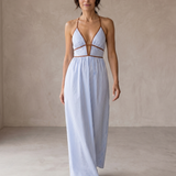 Sabine | Robe Longue Rayée à Décolleté Découpé