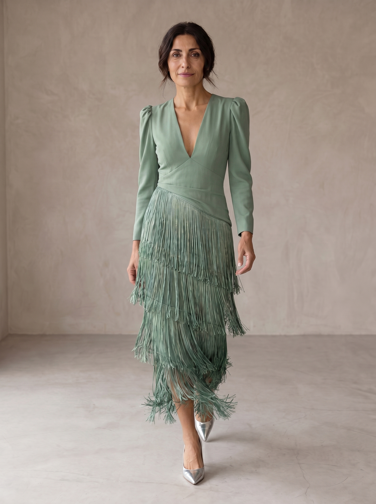 Chiara | Robe Élégante avec Manches à Franges