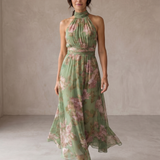 Margaux | Robe Maxi Fleurie à Col Halter