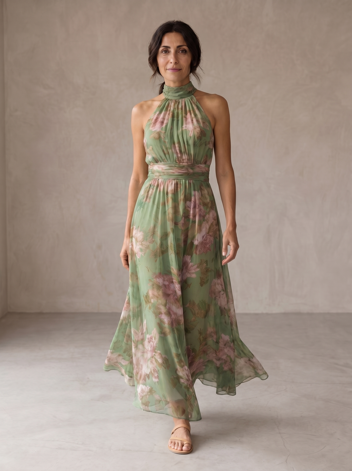 Livia | Robe Maxi Halter Florale Élégante